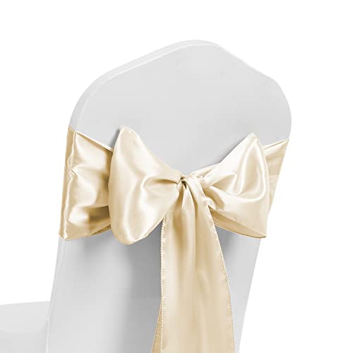 Satin-Stuhlschärpe, breitere, vollere Schleifen, Stuhlschärpen, Schleife, Rücken, Hochzeitsbankett, Dekoration (Elfenbein, 100) von The Chair Cover Company