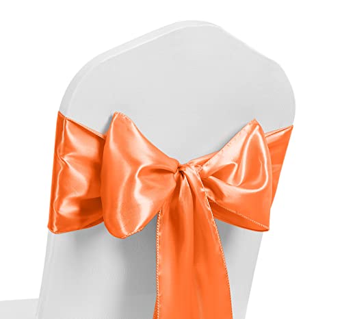 Satin-Stuhlschärpe, breitere Vollschleifen, Stuhlschärpen, Schleife, Rücken, Hochzeitsbankett, Dekoration (Orange, 100) von The Chair Cover Company