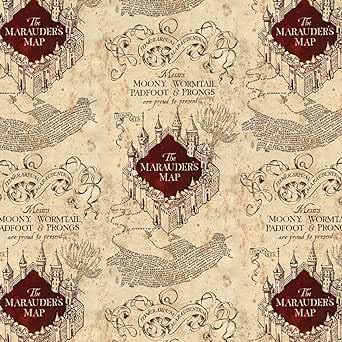 Quiltstoff Harry Potter beige Karte des Rumtreibers Meterware 100% Baumwolle Ideal zum Basteln, Nähen, Patchwork, Kinderstoff, Vorhangstoff und Schneidern von The Craft Cotton Co