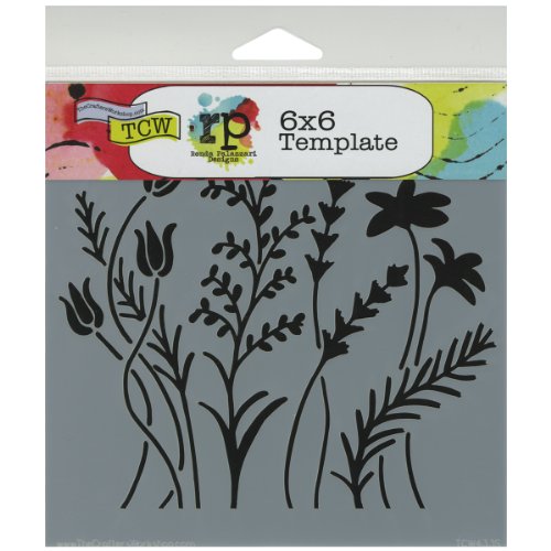 The Crafter's Workshop TCW6X6-433 6 x 6-inch Wildflowers Stencil, Black/White von The Crafter's Workshop