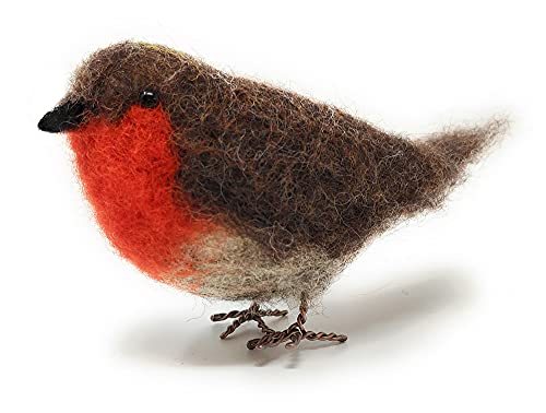 The Crafty Kit Company British Birds Rotkehlchen-Nadelfilz-Set mit 100 % britischer Wolle, Filznadeln, hochdichtem Schwamm, Farbanleitung für kreative Kinder und Erwachsene von The Crafty Kit Company