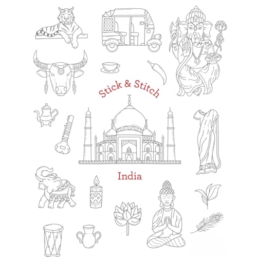 Indien Stick & Stitch Stickmuster, wasserlöslich, vorgedruckt, abwaschbar Indien Stick & Stitch Stickmuster, wasserlöslich, vorgedruckt, abwaschbar von The Crafty Kit
