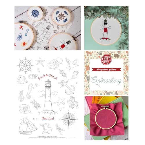 Nautische Stick- und Stich-Stickmuster, wasserlöslich, vorgedruckt, abwaschbar von The Crafty Kit