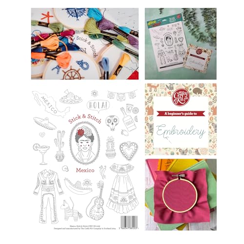 Stickmuster Mexiko-Blumen, wasserlöslich, vorgedruckt, abwaschbar von The Crafty Kit