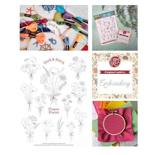 Stickmuster mit Blumenmotiven, wasserlöslich, vorgedruckt, abwaschbar von The Crafty Kit