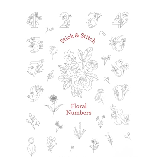 Stickmuster mit Blumenzahlen, wasserlöslich, vorgedruckt, abwaschbar von The Crafty Kit