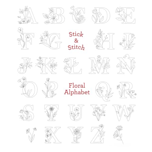 Stickmuster mit floralen Buchstaben, Alphabet, wasserlöslich, vorgedruckt, abwaschbar Stickmuster mit floralen Buchstaben, Alphabet, wasserlöslich, vorgedruckt, abwaschbar von The Crafty Kit