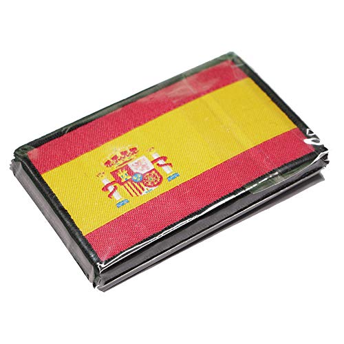 Klett Patch Spanien Flagge mit Klettverschluss - Spanien Aufnäher - Spanische Fanartikel - Klein Spain Aufnäher - Spanische Fahne - Militär Patch. Größe: 75 x 50 mm von España