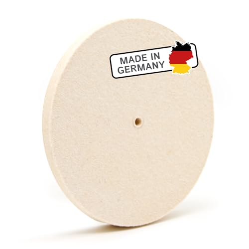 Polierscheibe für Schleifbock aus Filz (95% Wolle) mit Loch, Ø 200 mm, 10 mm dick, Polierfilz für Winkelschleifer und Drechselbank, Schleifbockscheibe aus Wollfilz – Made in Germany von The Felt Store