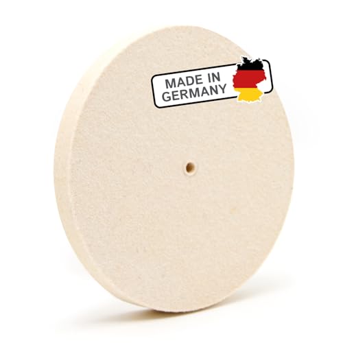 Polierscheibe für Schleifbock aus Filz (95% Wolle) mit Loch, Ø 200 mm, 15 mm dick, Polierfilz für Winkelschleifer und Drechselbank, Schleifbockscheibe aus Wollfilz – Made in Germany von The Felt Store