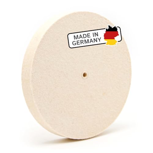 Polierscheibe für Schleifbock aus Filz (95% Wolle) mit Loch, Ø 200 mm, 20 mm dick, Polierfilz für Winkelschleifer und Drechselbank, Schleifbockscheibe aus Wollfilz – Made in Germany von The Felt Store