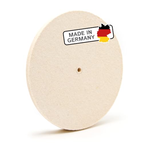 Polierscheibe für Schleifbock aus Filz (95% Wolle) mit Loch, Ø 200 mm, 5 mm dick, Polierfilz für Winkelschleifer und Drechselbank, Schleifbockscheibe aus Wollfilz – Made in Germany von The Felt Store