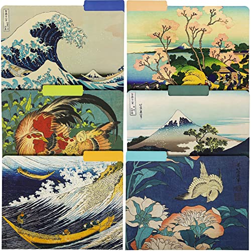 Dekorative Aktenordner, 1/3 geschnittenes Regal, japanisches Hokusai-Design, 12 Stück von The Gifted Stationery