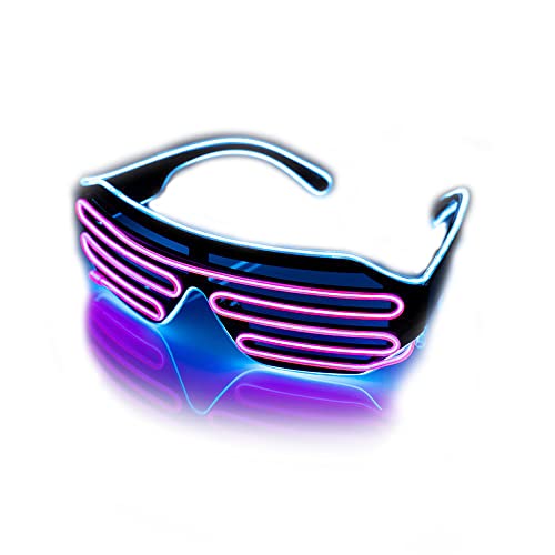 The Glowhouse - Partybrille im Shutter-Stil - mit EL-Kabel - Neonfarben - Blau/Rosa von The Glowhouse