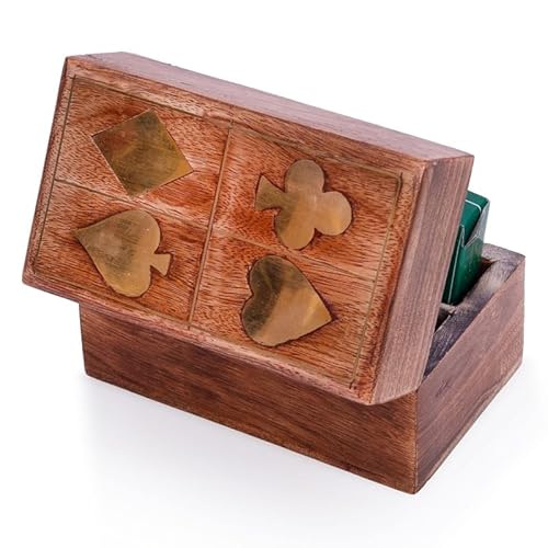 Einzigartige Geschenkideen zum Geburtstag Handgefertigte klassische Spielkartenhalter aus Holz Deck Box Aufbewahrungskoffer Organizer mit 2 Sätzen hochwertiger "Ace" Spielkarten Jubiläum Einzigartige Geschenkideen zum Geburtstag Handgefertigte klassische Spielkartenhalter aus Holz Deck Box Aufbewahrungskoffer Organizer mit 2 Sätzen hochwertiger "Ace" Spielkarten Jubiläum von The Great Indian Bazaar