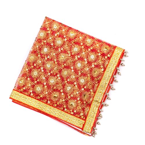 Handgefertigter Chunari-Chunni für Puja Mata Ki Chunari Tuch Chunari Asan Matte für Statue Geschenk & Dekoration für indische traditionelle festliche Dekoration Diwali Navratri Puja festliche Handgefertigter Chunari-Chunni für Puja Mata Ki Chunari Tuch Chunari Asan Matte für Statue Geschenk & Dekoration für indische traditionelle festliche Dekoration Diwali Navratri Puja festliche von The Great Indian Bazaar