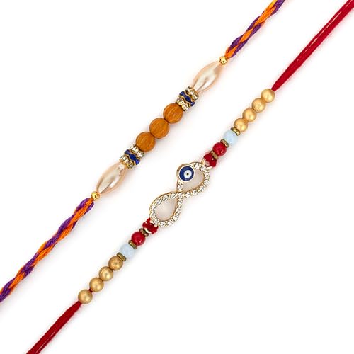 Rakhi für Bruder 2er Set mit Grußkarte, schönes Designer Rakshabandhan Rakhi Geschenkset für Bruder Bhaiya Bhai Bro, orange Farbe Traditioneller indischer Stil Rakshbandhan Rakhi Geschenke für Bruder von The Great Indian Bazaar