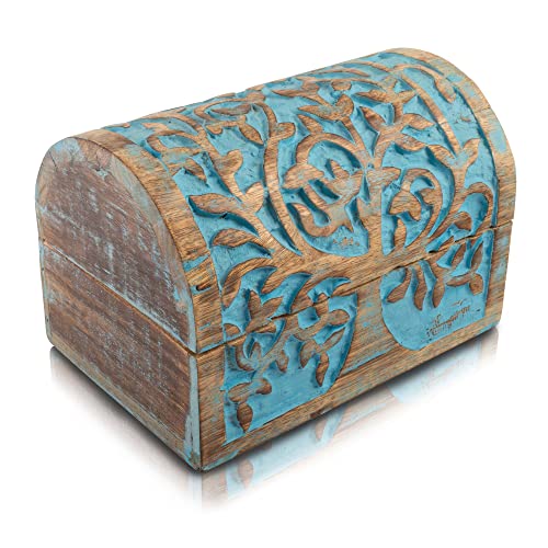 Tolle Geburtstagsgeschenkideen, handgefertigt, dekorative Holz-Schmuckschatulle, Schmuckkästchen, Schmuckkästchen, Andenkenbox, Schatztruhe, Schmuckhalter, Schlossbox, Uhrenbox, 22,9 x 15,2 cm (blau) Tolle Geburtstagsgeschenkideen, handgefertigt, dekorative Holz-Schmuckschatulle, Schmuckkästchen, Schmuckkästchen, Andenkenbox, Schatztruhe, Schmuckhalter, Schlossbox, Uhrenbox, 22,9 x 15,2 cm (blau) von The Great Indian Bazaar
