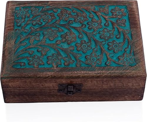 Tolle Geschenkidee zum Geburtstag, handgefertigt, dekorative Holz-Schmuckschatulle, Schmuck-Organizer, Andenken-Box, Schatztruhe, Schmuckhalter, Uhren-Box, Aufbewahrungsbox, Einweihungsgeschenke von The Great Indian Bazaar
