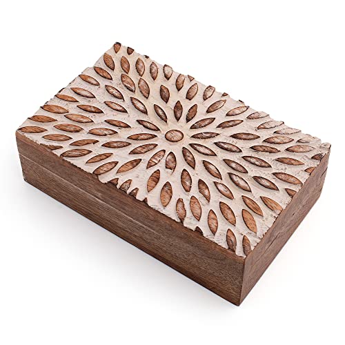 Tolles Geburtstagsgeschenk, handgefertigte Schmuckschatulle aus Holz, Baum des Lebens, Schnitzerei, Schmuck-Organizer, Andenkenbox, Schatzkiste, Aufbewahrungsschloss, Einweihungsfeier Tolles Geburtstagsgeschenk, handgefertigte Schmuckschatulle aus Holz, Baum des Lebens, Schnitzerei, Schmuck-Organizer, Andenkenbox, Schatzkiste, Aufbewahrungsschloss, Einweihungsfeier von The Great Indian Bazaar