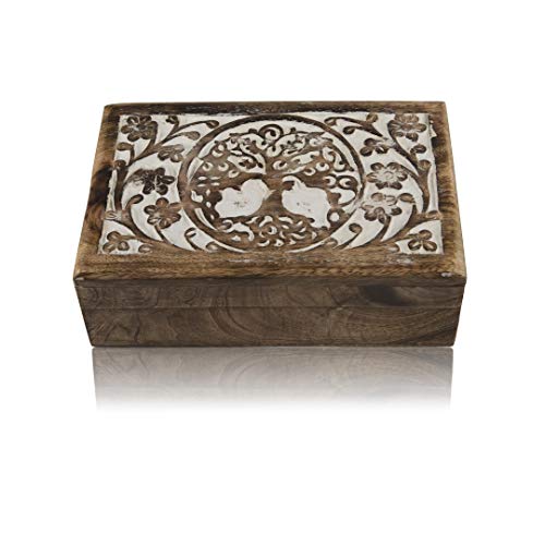 Tolles Geburtstagsgeschenkideen handgefertigt dekorativer Baum des Lebens hölzernen Schmuckschatulle Schatzkasten Schmuck Organizer-Andenken-Kasten Schatz-Brust-Schmuckset-Halter-Schließkasten (White) Tolles Geburtstagsgeschenkideen handgefertigt dekorativer Baum des Lebens hölzernen Schmuckschatulle Schatzkasten Schmuck Organizer-Andenken-Kasten Schatz-Brust-Schmuckset-Halter-Schließkasten (White) von The Great Indian Bazaar
