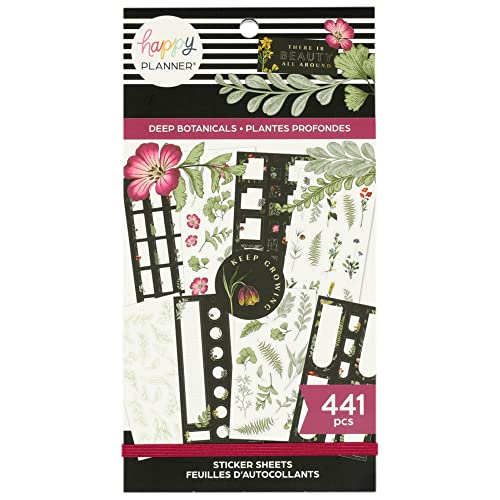 The Happy Planner Aufkleber-Set für Kalender, Tagebücher und Projekte – mehrfarbig, einfach abzuziehen – Scrapbook-Zubehör – Deep Botanicals Thema – 30 Blatt, insgesamt 441 Aufkleber The Happy Planner Aufkleber-Set für Kalender, Tagebücher und Projekte – mehrfarbig, einfach abzuziehen – Scrapbook-Zubehör – Deep Botanicals Thema – 30 Blatt, insgesamt 441 Aufkleber von The Happy Planner