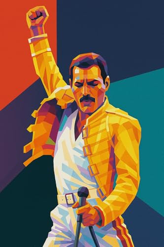 The Hobby Planet F Mercury Diamond Painting Kits für Erwachsene, Freddie M, Diamantkunst, quadratischer Bohrer, Kunst und Handwerk für Erwachsene, Mercury Merchandise DIY Diamant-Punkte F Mercury von The Hobby Planet