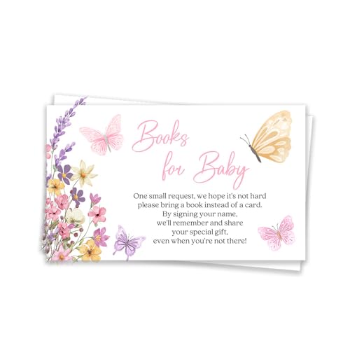 Bring A Book Instead Of A Card Inserts Butterfly And Wildflower Theme For Girl Baby Shower (25 Stück) von The Invite Lady