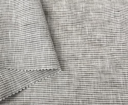 The Linen Lab Leinenstoff, 100 % Leinen, leicht vorgewaschen, horizontale Streifenmuster, vorgeschnitten, weich und atmungsaktiv, 132,1 cm breit, Grün und Beige 6377 (91 cm vorgeschnitten) von The Linen Lab