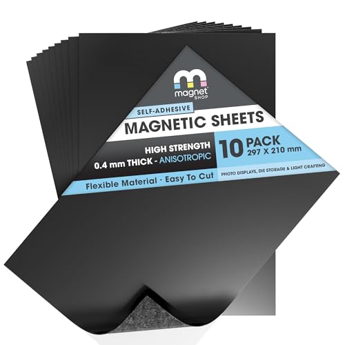 TMS A4 selbstklebende Magnetblätter für die Aufbewahrung von Stanzformen, extra stark, 0,4 mm dick, ultradünn und flexibel mit extra Zugkraft, 10 A4-Blätter TMS A4 selbstklebende Magnetblätter für die Aufbewahrung von Stanzformen, extra stark, 0,4 mm dick, ultradünn und flexibel mit extra Zugkraft, 10 A4-Blätter von The Magnet Shop