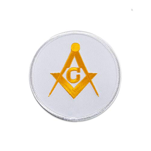 Freimaurer-Aufnäher, rund, bestickt, Weiß und Gold, 7,6 cm Durchmesser, Weiß und Gold von The Masonic Exchange