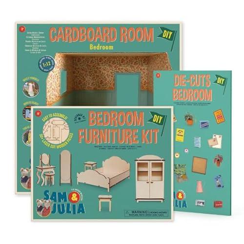 Sam & Julia - Basis Bastelset Schlafzimmer - Miniatur Zimmer, Puppen-Möbel und Stanzbögen 1/12 fürs Puppenhaus zum selber basteln – Bastelset enthält: Mini-Kartonzimmer, Möbelbausatz, Stanzbögen-Set Sam & Julia - Basis Bastelset Schlafzimmer - Miniatur Zimmer, Puppen-Möbel und Stanzbögen 1/12 fürs Puppenhaus zum selber basteln – Bastelset enthält: Mini-Kartonzimmer, Möbelbausatz, Stanzbögen-Set von The Mouse Mansion