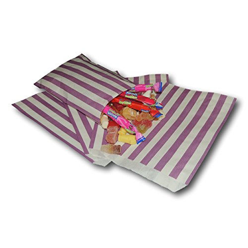 The Paper Bag Company Gestreifte Papiertüten, 12,7 x 17,8 cm, goldfarben, 200 Stück, Holz, violett, 100 Bags The Paper Bag Company Gestreifte Papiertüten, 12,7 x 17,8 cm, goldfarben, 200 Stück, Holz, violett, 100 Bags von The Paper Bag Company