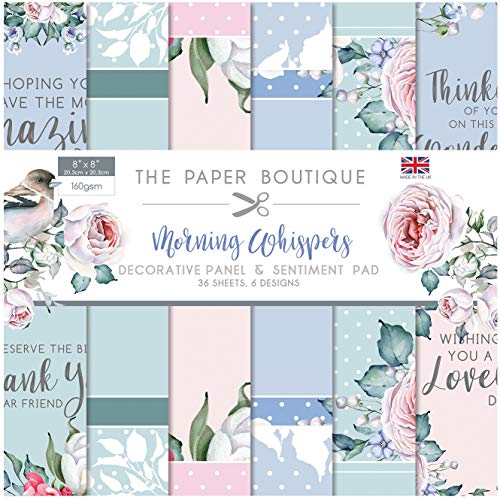 The Paper Boutique Morning Whispers Collection-Panels & Sentiments Pad, gemischte Pastellfarben, 20,3 x 20,3 cm von The Paper Boutique