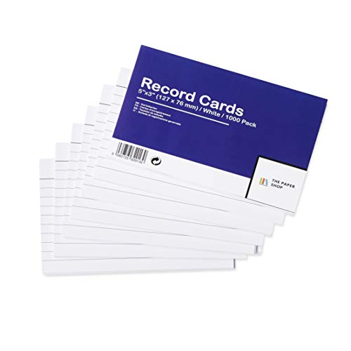 [1000 Stück] Karteikarten A7 Liniert Weiß | Lernkarten A7 Liniert Weiß | Karteikarten Groß (5 x 3) 127 mm x 76 mm von The Paper Shop