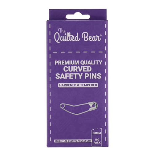 Gebogene Sicherheitsnadeln von The Quilted Bear – 100 Stück 38 mm Premium Gebogene Sicherheitsnadeln zum Nähen, Quilten und Basteln. Ideal als Maschenmarkierer, Wäscheklammern oder Clips. von The Quilted Bear