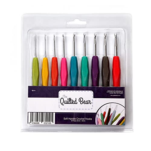 Quilted Bear Ergonomisches Häkelnadel Set - 9 teiliges Häkelset für Anfänger und Profis, 2mm-6mm, Anti-Rutsch Komfortgriffe, Farblich Kodierte Häkelnadeln, Aluminium Nadel für alle Muster Quilted Bear Ergonomisches Häkelnadel Set - 9 teiliges Häkelset für Anfänger und Profis, 2mm-6mm, Anti-Rutsch Komfortgriffe, Farblich Kodierte Häkelnadeln, Aluminium Nadel für alle Muster von The Quilted Bear