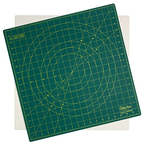 The Quilted Bear Rotierende Schneidematte 45,7 x 45,7 cm - quadratisch, selbstheilend, rotierend, Bastelschneidematte mit innovativem Verriegelungsmechanismus zum Quilten und Nähen (Grün) von The Quilted Bear