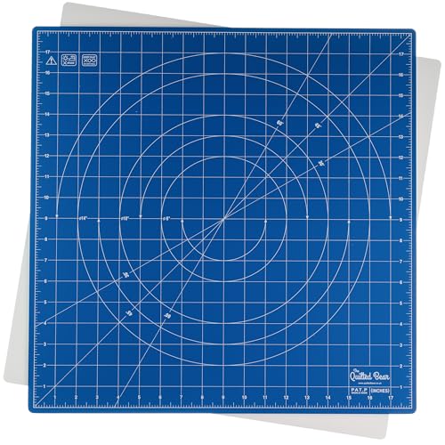 The Quilted Bear Rotierende Schneidematte/Bastelmatte 47.5 x 47.5 cm, selbstheilend und 360° drehbar, innovatives Verriegelungsdesign, rutschfeste Unterseite, mit 30/45/60-Grad-Markierungen (Blau) von The Quilted Bear