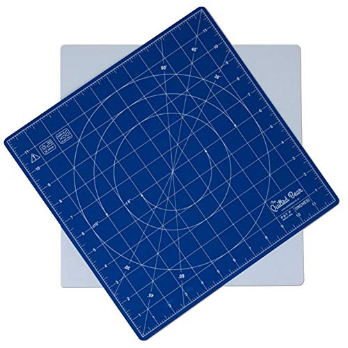 The Quilted Bear Rotierende Schneidematte, 30,5 x 30,5 cm - quadratisch, 360° drehbar, selbstheilende Matte mit innovativem Verriegelungsmechanismus zum Quilten und Nähen (Blau) von The Quilted Bear