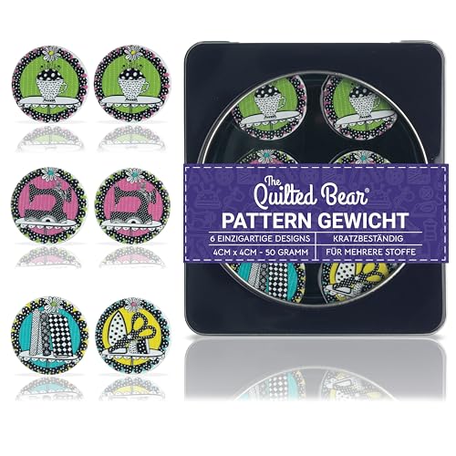 The Quilted Bear Schneidergewichte – Kratzfest Gewichte Zum Beschweren Für Nähen & Stoffe, Sewing Pattern Weights Mit Aufbewahrungskoffer (Joey Heiberg – Dolly Mamas Nähen) von The Quilted Bear