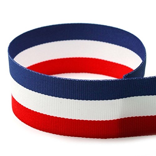 Ripsband in den USA hergestellt, 2,2 cm, rot/weiß/blau, gestreift, 9,1 m von The Ribbon Factory