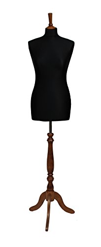 DELUXE Taille 12 The Shopfitting Shop Mannequin/buste de couture Mannequin femme, noir en Jersey ROSE Support trépied en bois von The Shopfitting Shop
