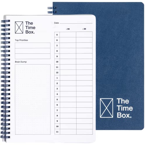 The Time Box Daily Management Notizbuch – Zeitblockierender To-Do-Listenplaner, Brain Dump Agenda, blanko, stündlicher persönlicher Organizer, Notizblock für die Arbeit, 140 undatierte Seiten, 17,8 x von The Time Box.