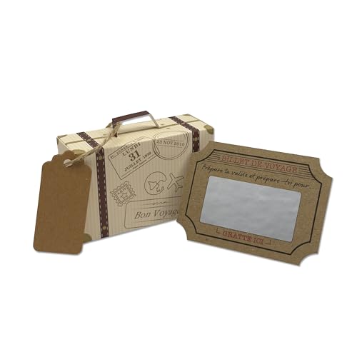 The UK Factory Mini-Koffer & Reiseticket zum Rubbeln - DIY Überraschungsset zum Selbstgestalten als Reisegeschenk von The UK Factory