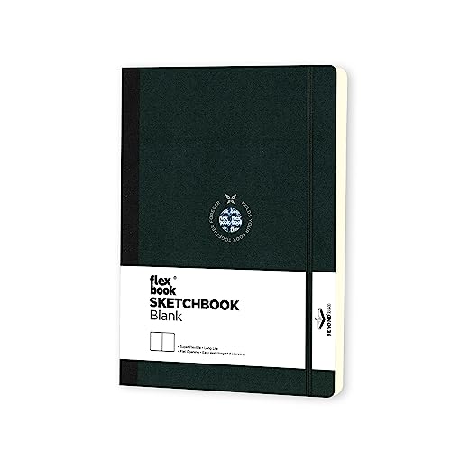 Flexbook Notizbuch/Skizzenbuch A5 patentierte flexible Bindung, schwarz, blank mit Gummizug 15,5x21,5cm von The Writing Fields