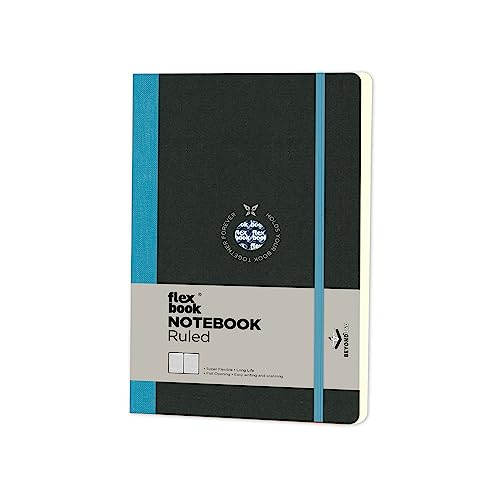 Flexbook - Notizbuch 13x21cm Taschenformat, 192 Seiten liniert, schwarz/blau von The Writing Fields