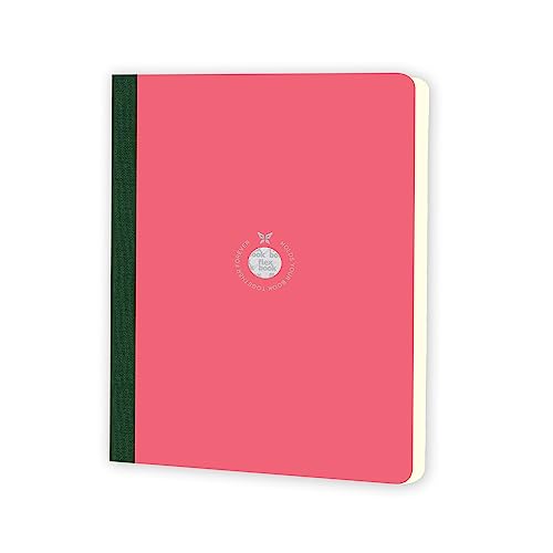 Flexbook Notizbuch Kladde patentierte flexible Bindung, Pink mit grüner Heftleiste 17x24cm von The Writing Fields