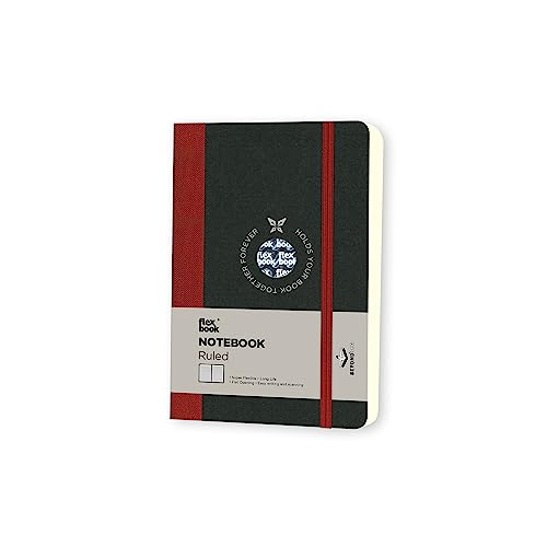 Flexbook Notizbuch patentierte flexible Bindung, rot liniert, mit Gummizug 9x14cm von The Writing Fields