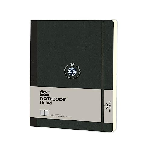 Flexbook Notizbuch patentierte flexible Bindung, schwarz, liniert, mit Gummizug 17x24cm von The Writing Fields